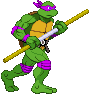 Donatello: 2023, NES 1989 game idle with bo/staff