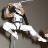 Articulated Icons ninja - Shokan (in white) with bare arms mod, jumpkick